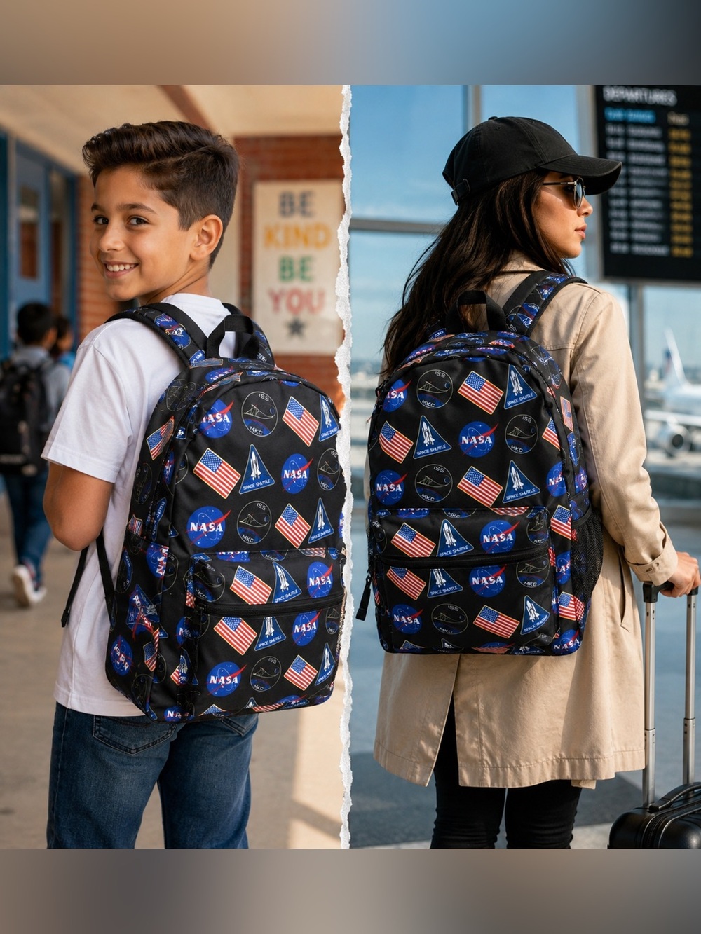 NASA American Flag All Over Print Backpack